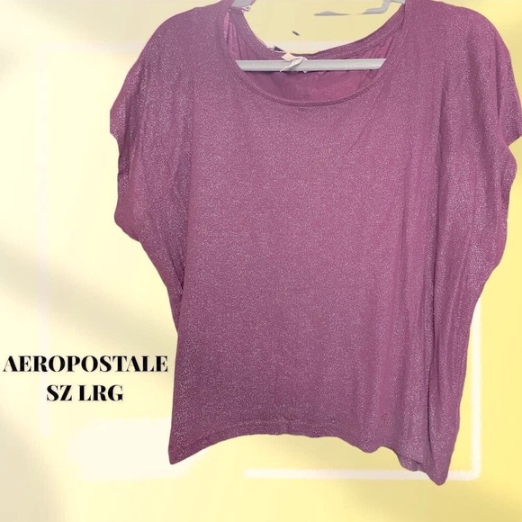 🔔3 FOR $25-Aeropostale purple shimmer lightweight shirt, SZ LRG batwing sleeves - Picture 2 of 9